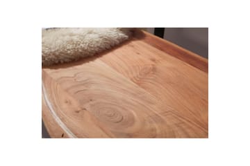 Matbänk Wohnling Köksbänk i massivt trä med trädets kant med metallben, lantlig stil Med ryggstöd, 160 cm - Med ryggstöd, 160 cm - Möbler - Fåtölj & stolar - Sittbänk - Bänk med ryggstöd