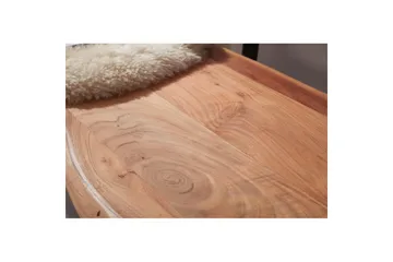 Matbänk Wohnling Köksbänk i massivt trä med trädets kant med metallben, lantlig stil Med ryggstöd, 160 cm - Med ryggstöd, 160 cm - Möbler - Fåtölj & stolar - Sittbänk - Bänk med ryggstöd