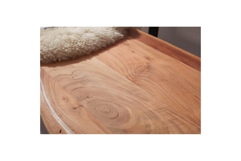 Matbänk Wohnling Köksbänk i massivt trä med trädets kant med metallben, lantlig stil Med ryggstöd, 180 cm - Med ryggstöd, 180 cm - Möbler - Fåtölj & stolar - Sittbänk - Bänk med ryggstöd