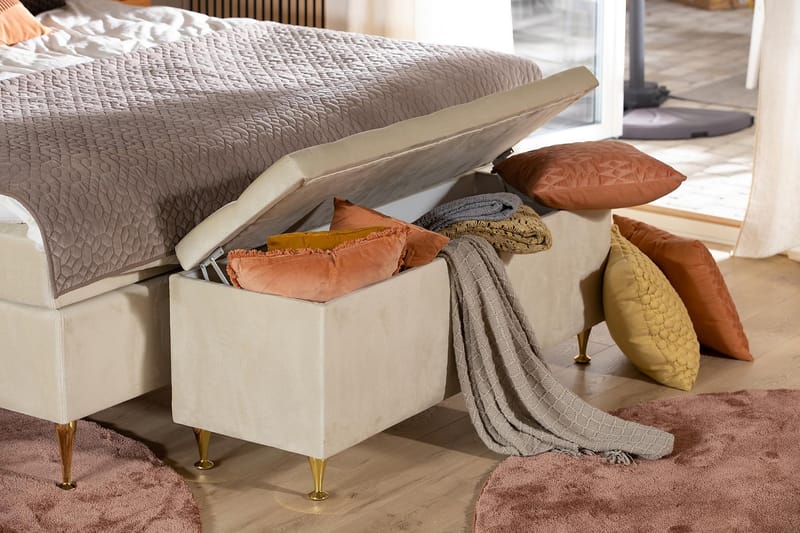 Sängkista Torsö Beige Sammet - Möbler - Fåtölj & stolar - Sittbänk - Sängbänk