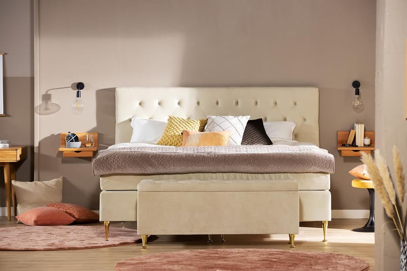 Sängkista Torsö Beige Sammet - Möbler - Fåtölj & stolar - Sittbänk - Sängbänk