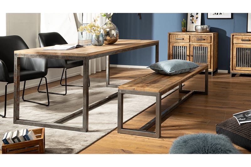 Sittbänk Clanton 175 cm - Brun/Svart - Sittbänk - Hallbänk