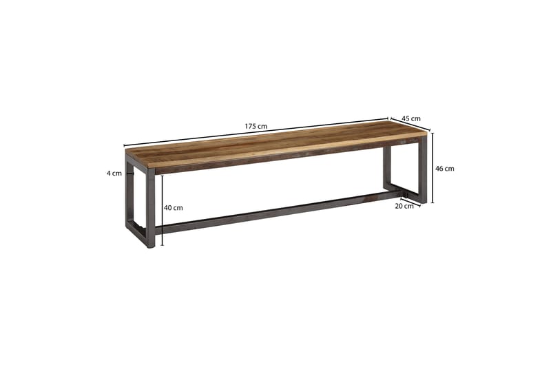 Sittbänk Clanton 175 cm - Brun/Svart - Sittbänk - Hallbänk