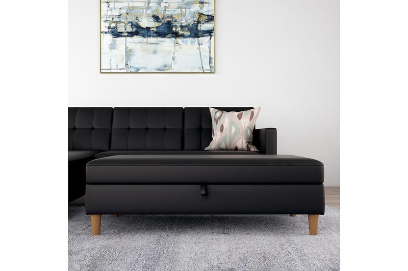 Sittbänk Hartford 130 cm Konstläer/Svart - Dorel Home - Möbler - Fåtölj & stolar - Sittbänk - Sittbänk med förvaring