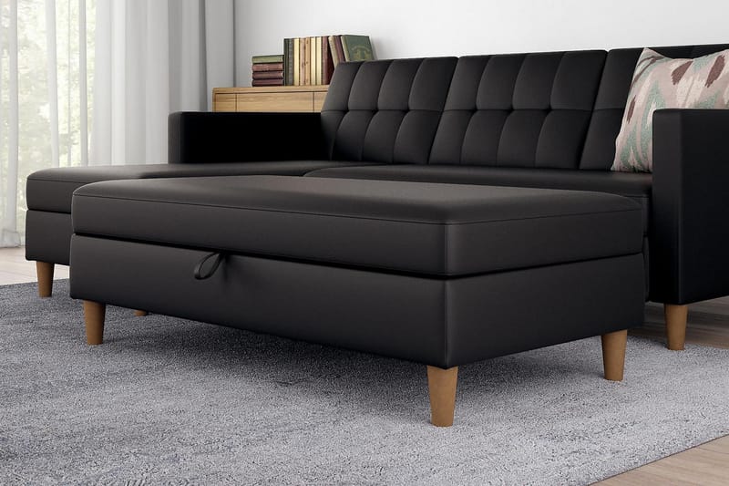 Sittbänk Hartford 130 cm Konstläer/Svart - Dorel Home - Möbler - Fåtölj & stolar - Sittbänk - Sittbänk med förvaring