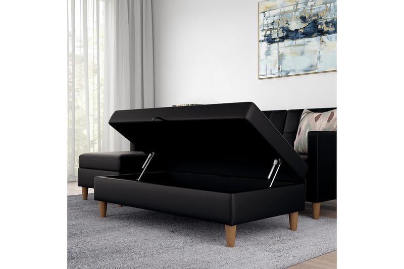 Sittbänk Hartford 130 cm Konstläer/Svart - Dorel Home - Möbler - Fåtölj & stolar - Sittbänk - Sittbänk med förvaring