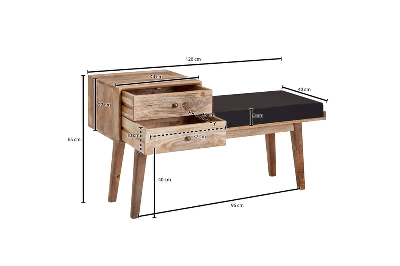 Sittbänk Kolanda 120 cm - Brun - Möbler - Fåtölj & stolar - Sittbänk - Sittbänk med förvaring