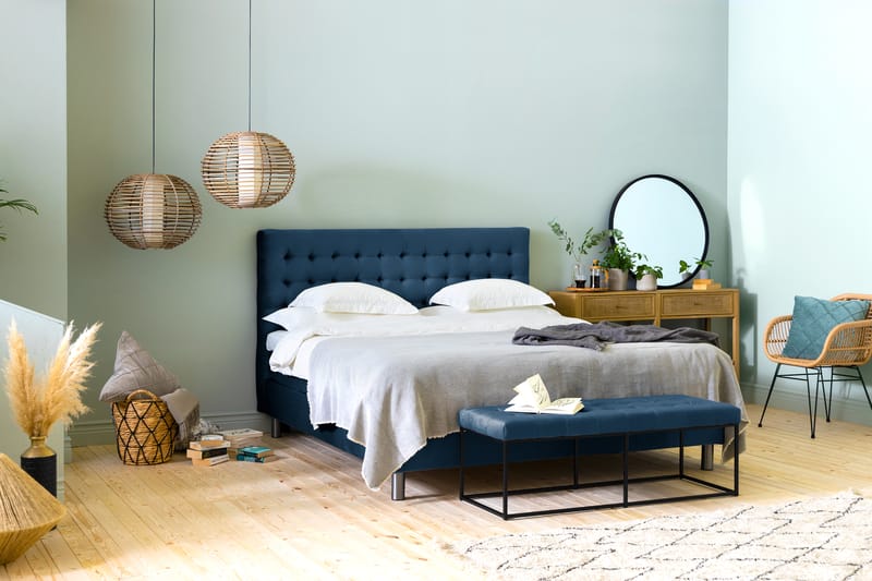 Sittbänk Rebeca 120 cm Square - Blå - Möbler - Fåtölj & stolar - Sittbänk