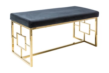 Sittebenk Fløyel Svart 100 cm - Sammet/Svart/Guld - Möbler - Fåtölj & stolar - Sittbänk