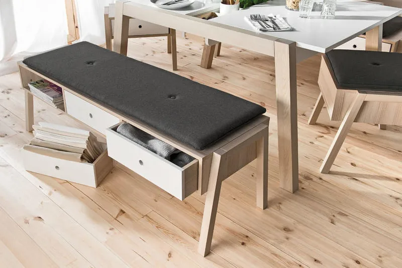 Spot Bänk med Förvaring Trä/Natur/Vit - VOX - Möbler - Fåtölj & stolar - Sittbänk - Sittbänk med förvaring