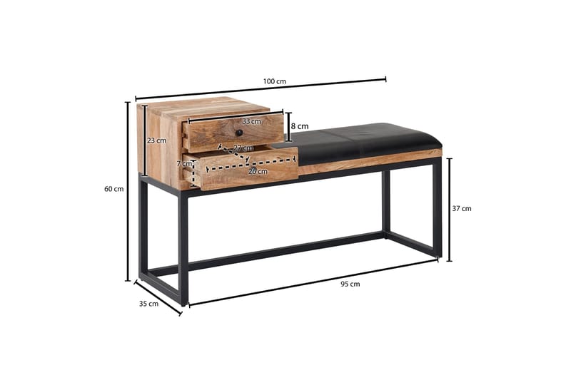 Tultered Sittbänk 100 cm - Brun - Möbler - Fåtölj & stolar - Sittbänk