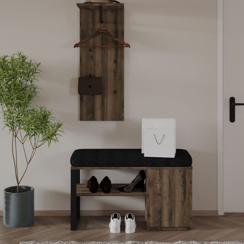 Uniqo Hallställsset 35x90x35 cm - Antik valnöt - Möbler - Fåtölj & stolar - Sittbänk