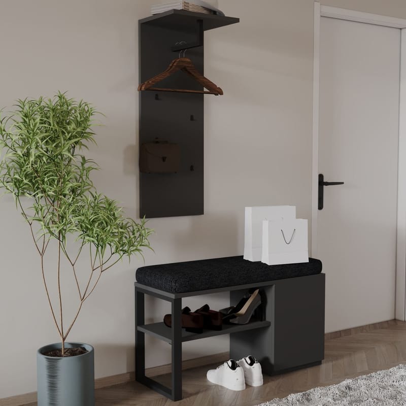 Uniqo Hallställsset 35x90x35 cm - Antracit - Möbler - Fåtölj & stolar - Sittbänk