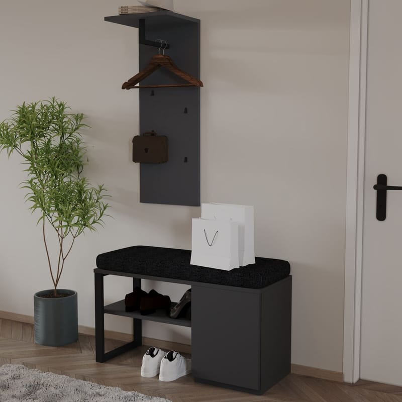 Uniqo Hallställsset 35x90x35 cm - Antracit - Möbler - Fåtölj & stolar - Sittbänk