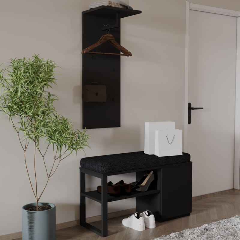 Uniqo Hallställsset 35x90x35 cm - Svart - Möbler - Fåtölj & stolar - Sittbänk