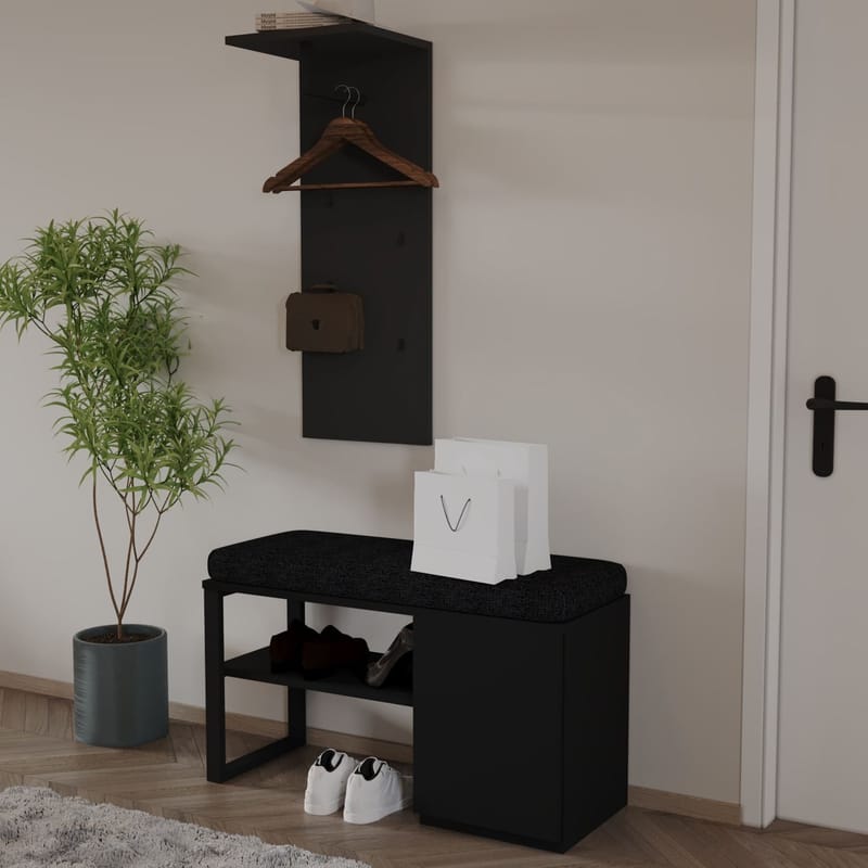 Uniqo Hallställsset 35x90x35 cm - Svart - Möbler - Fåtölj & stolar - Sittbänk