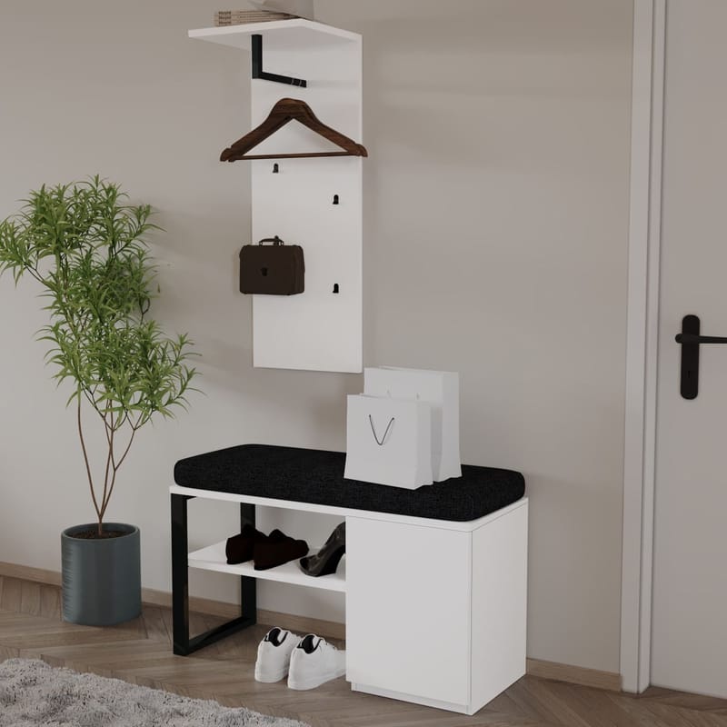 Uniqo Hallställsset 35x90x35 cm - Vit - Möbler - Fåtölj & stolar - Sittbänk