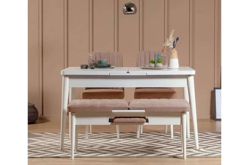 Valsot Sittbänk 110 cm - Vit/Brun - Möbler - Fåtölj & stolar - Sittbänk