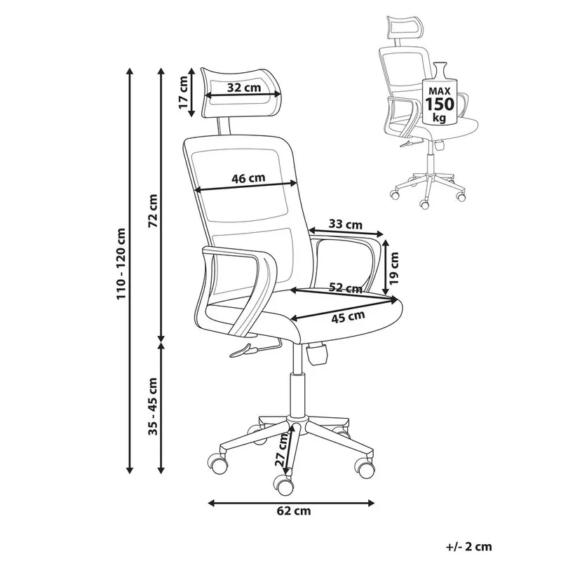 Skrivbordsstol Monarch - Grå, vit - Möbler - Fåtölj & stolar - Kontorsstol & skrivbordsstol