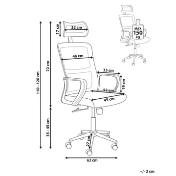 Skrivbordsstol Monarch - Grå, vit - Möbler - Fåtölj & stolar - Kontorsstol & skrivbordsstol