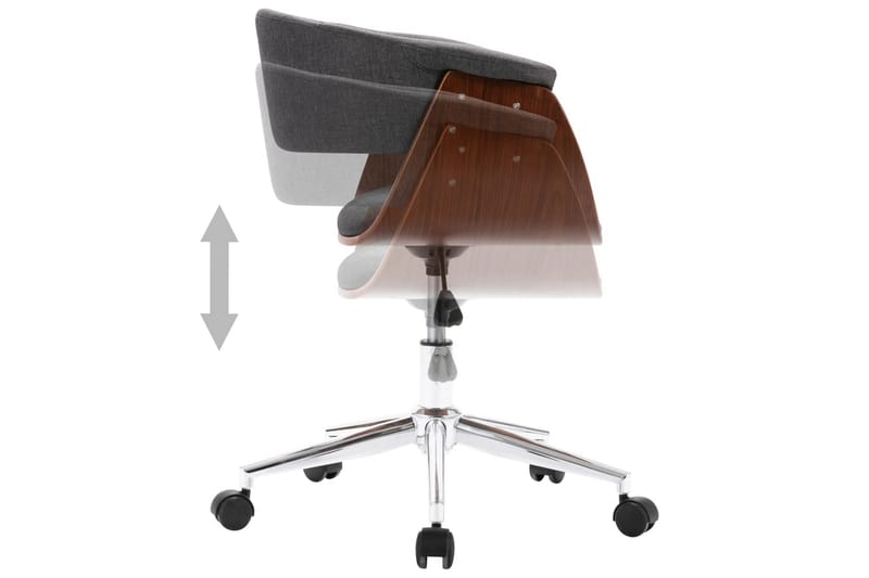 Snurrbar kontorsstol grå böjträ och tyg - Grå - Kontorsstol & skrivbordsstol