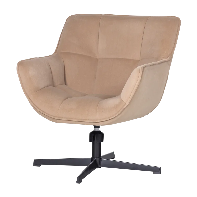Snurrfåtölj Rund i Sammet, Beige