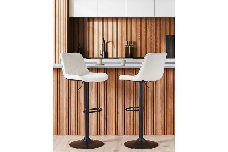 Svängbar stol Dubrovnik set om 2 Ljusbeige-Svart - Ljusbeige-Svart - Möbler - Fåtölj & stolar - Barstol & barpall