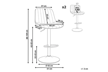 Svängbar stol Dubrovnik set om 2 Ljusbeige-Svart - Ljusbeige-Svart - Möbler - Fåtölj & stolar - Barstol & barpall