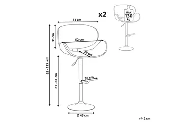 Svängbar stol Rotterdam set om 2 Vit-Mörkt Trä-Silver - Vit-Mörkt Trä-Silver - Möbler - Fåtölj & stolar - Barstol & barpall