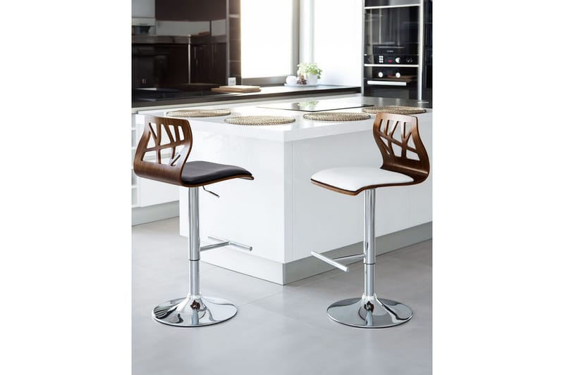 Svängbar stol Petersburg set om 2 Mörk Trä-Silver-Vit - Mörk Trä-Silver-Vit - Möbler - Fåtölj & stolar - Barstol & barpall