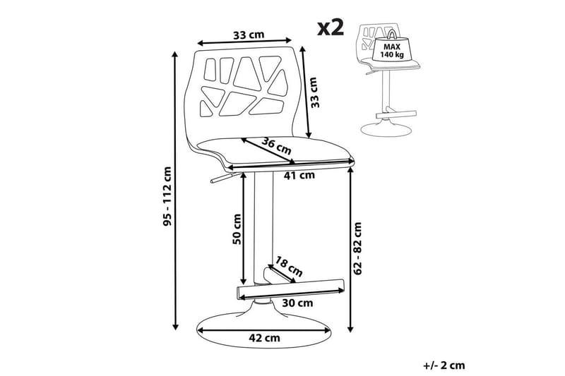Svängbar stol Petersburg set om 2 Mörkt Trä-Svart - Mörkt Trä-Svart - Möbler - Fåtölj & stolar - Barstol & barpall