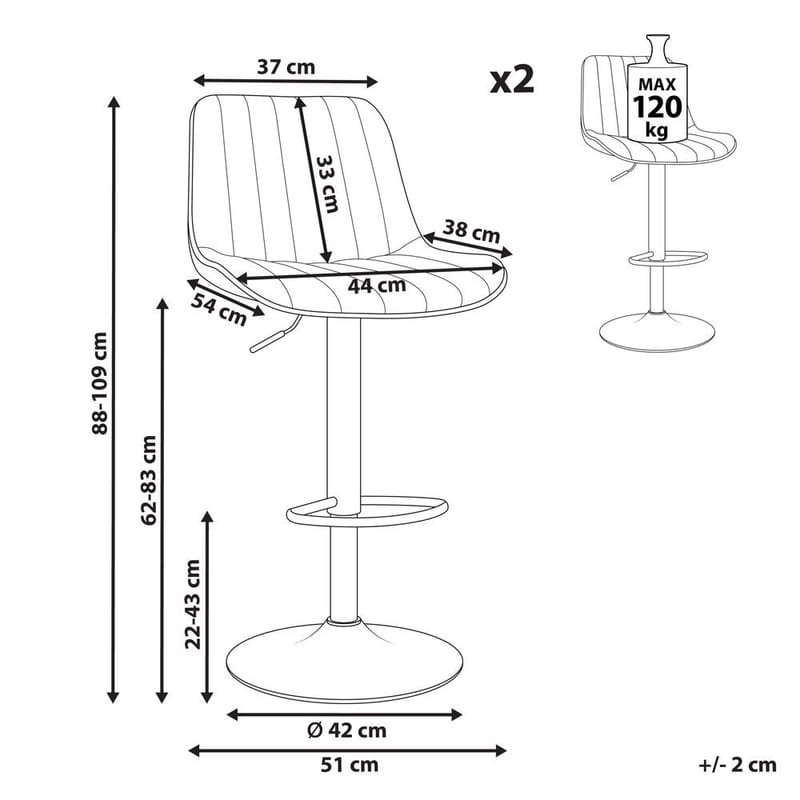Svängbar pall Dubrovnik 2-pack - Möbler - Fåtölj & stolar - Barstol & barpall