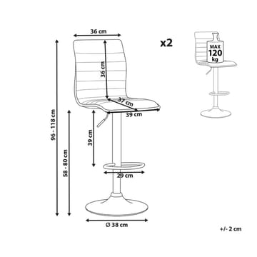 Svängbar pall Lucerne 2-pack - Brun, Svart - Möbler - Fåtölj & stolar - Barstol & barpall