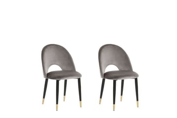 Tavernes Sammetsstol 2-pack - Grå - Möbler - Fåtölj & stolar - Matstol & köksstol