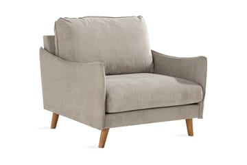Trend Lyx Fåtölj i Tyg med Träben - Greige - Möbler - Fåtölj & stolar - Fåtölj