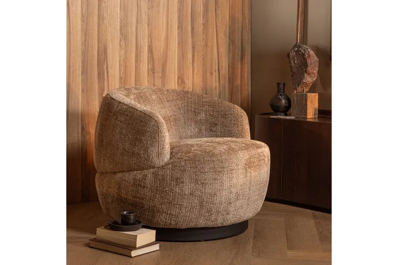 Ullig Modern Rund Snurrfåtölj i Chenille - Beige - Möbler - Fåtölj & stolar - Fåtölj