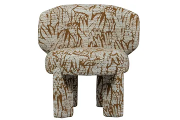 Upke Modern Rund Bouclé Fåtölj i Tyg - Benvit med Cognacmönster - Möbler - Fåtölj & stolar - Fåtölj