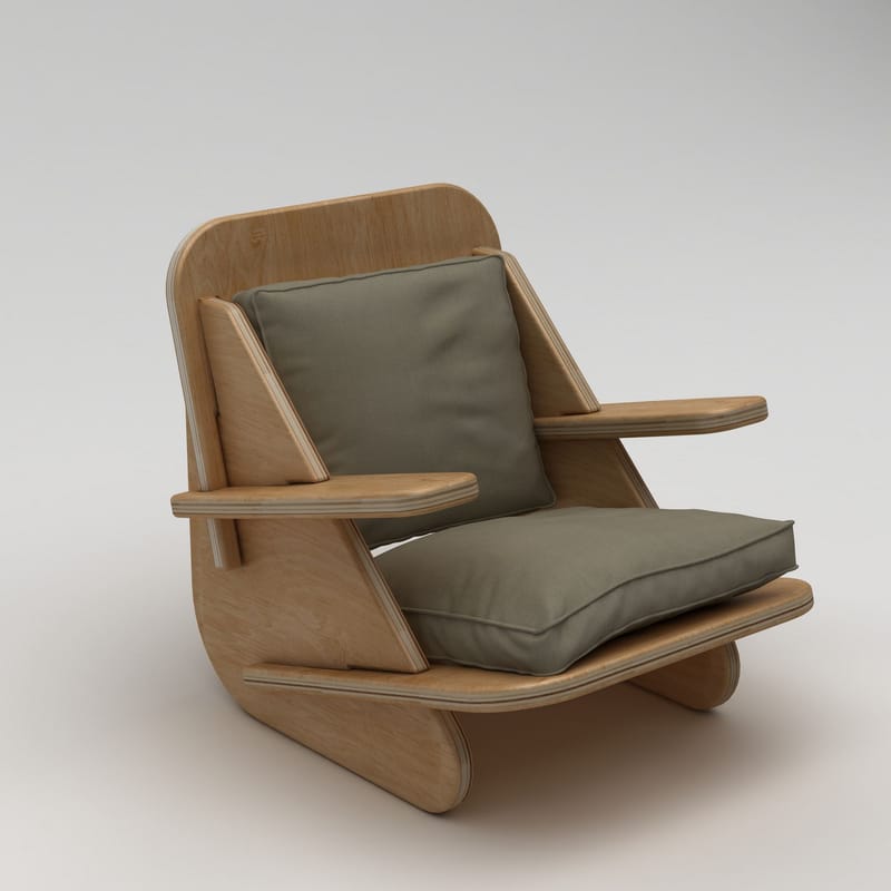 Vatira Öronlappsfåtölj - Naturligt trä och khaki - Möbler - Fåtölj & stolar - Fåtölj