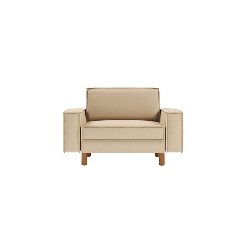 Vilsa Fåtölj i Tyg med Träben - Beige - Möbler - Fåtölj & stolar - Fåtölj - Sammetsfåtölj