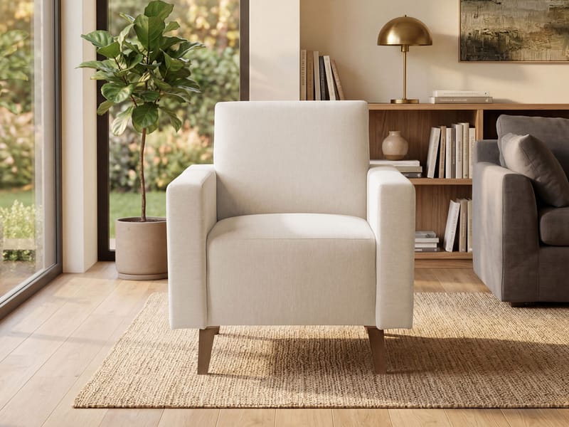 Waldsten Fåtölj i Tyg med Träben - Beige - Möbler - Fåtölj & stolar - Fåtölj
