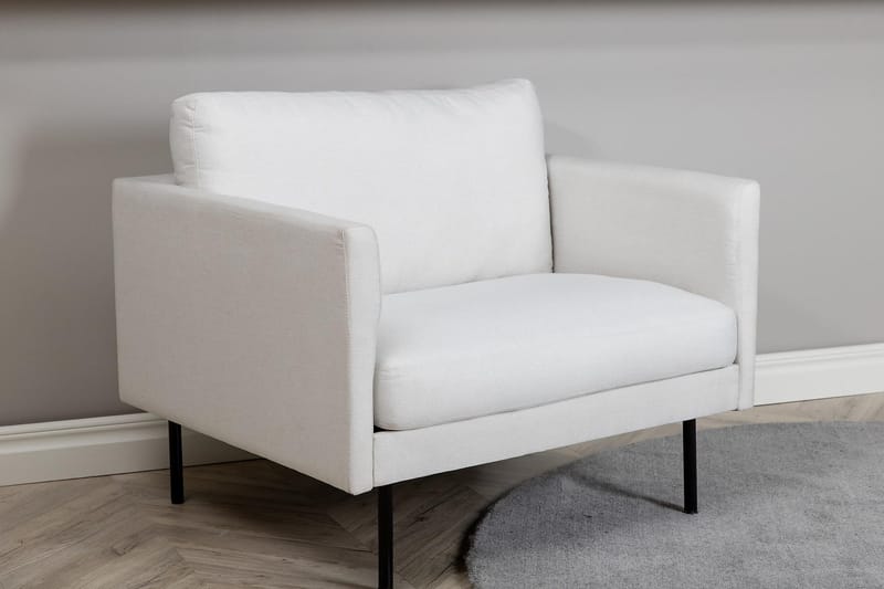 Zoom Modern Fåtölj i Tyg med Metallben - Vit - Möbler - Fåtölj & stolar - Fåtölj