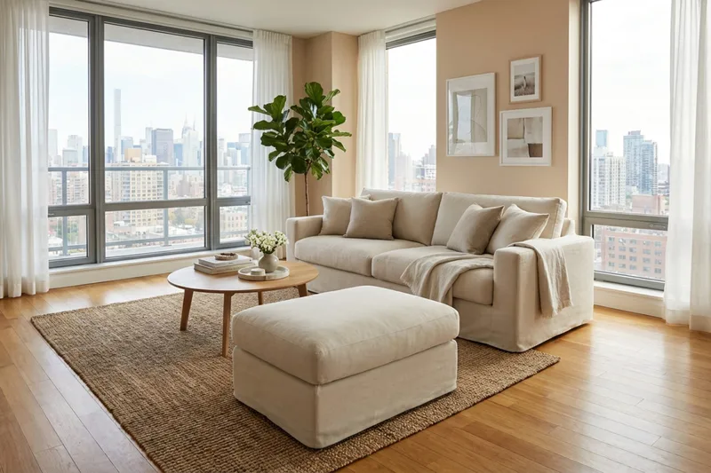 Valencia Extra Djup 3-sits soffa + fotpall med avtagbar och tvättbar klädsel - Beige - Möbler - Soffa