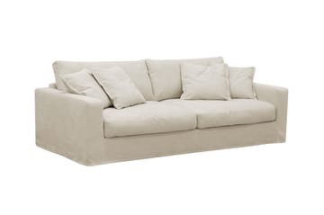 Valencia Extra Djup 3-sits soffa + fotpall med avtagbar och tvättbar klädsel - Beige - Möbler - Soffa