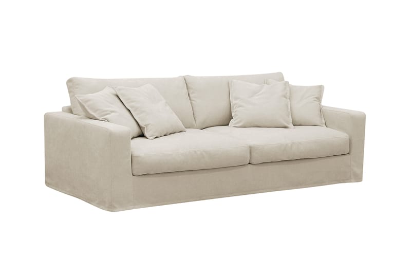 Valencia Extra Djup 3-sits soffa + fotpall med avtagbar och tvättbar klädsel - Beige - Möbler - Soffa