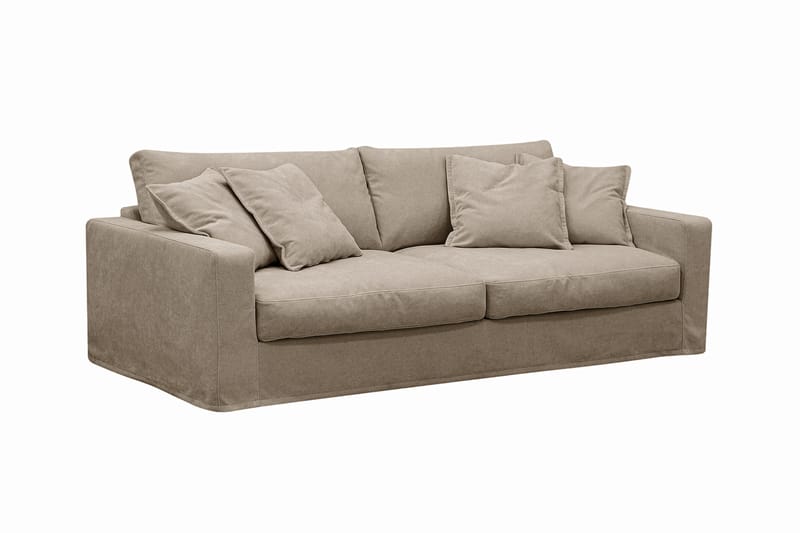 Valencia Extra Djup 3-sits soffa + fotpall med avtagbar och tvättbar klädsel - Brun - Möbler - Soffa