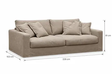 Valencia Extra Djup 3-sits soffa + fotpall med avtagbar och tvättbar klädsel - Brun - Möbler - Soffa - 3 sits soffa