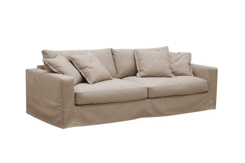 Valencia Extra Djup 3-sits soffa + fotpall med avtagbar och tvättbar klädsel - Ljusbrun - Möbler - Soffa