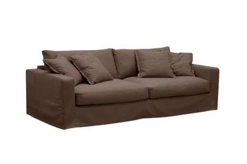 Valencia Extra Djup 3-sits soffa + fotpall med avtagbar och tvättbar klädsel - Mörkbrun - Möbler - Soffa