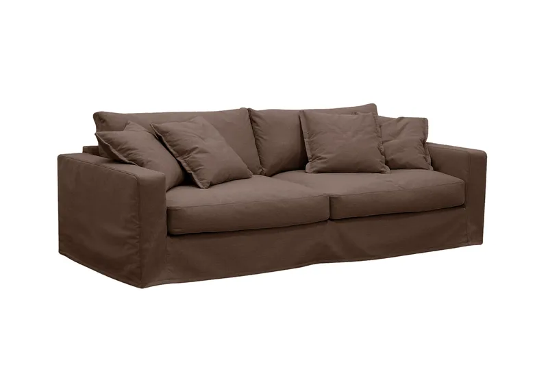 Valencia Extra Djup 3-sits soffa + fotpall med avtagbar och tvättbar klädsel - Mörkbrun - Möbler - Soffa