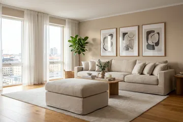 Valencia Extra Djup 5-sits soffa + fotpall med avtagbar och tvättbar klädsel - Beige - Möbler - Soffa